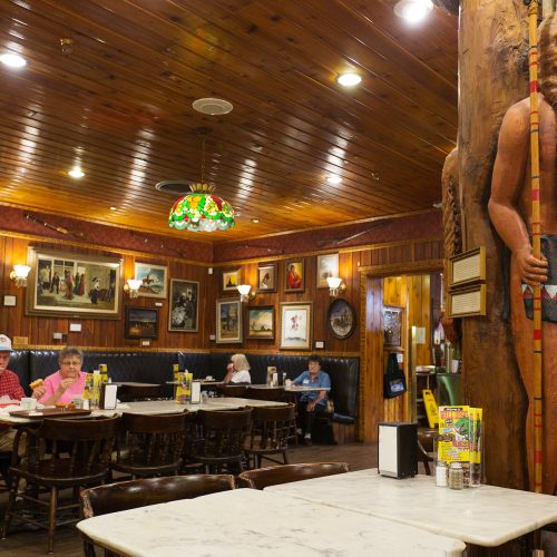 Western art gallery café in the Wall Drug Store, which claims to be the World's largest drug store. Wall, South Dakota, USA