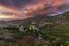 Sunset over the hills of Cap Corse at Barbaggio, Haute-Corse, Corsica, France