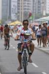 Cycle Lane that runs the length of Copacabana Beach, Rio de Janeiro, Brazil